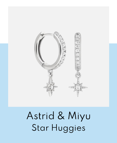 Astrid & Miyu Rhodium-Plated Star Huggies