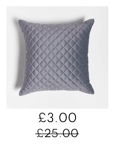 ïn home Diamond Quilted Velvet Cushion - Dark Grey