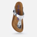 Birkenstock Women's Gizeh Leather Toe Post Sandals - Metallic Silver