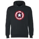 Marvel Avengers Assemble Captain America Distressed Shield Pullover Hoodie - Black