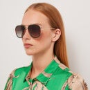 Gucci Women's Metal Aviator Sunglasses - Gold/Green