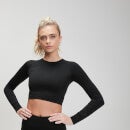 MP Women's Shape Seamless Ultra Long Sleeve Crop Top- Black - XXS