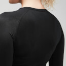MP Women's Shape Seamless Ultra Long Sleeve Crop Top- Black - XXS