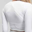 MP Women's Shape Seamless Ultra Long Sleeve Crop Top - White - XS