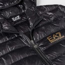 EA7 Men's Gold Logo Full Zip Puffer Jacket - Black - M