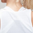 Damska krótka koszulka treningowa bez rękawów z wiązaniem z przodu z kolekcji Essentials MP – biała - XXS