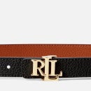 Lauren Ralph Lauren Women's Reversible 20 Skinny Belt - Black/Lauren Tan - S