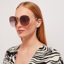 Gucci Women's Oversizsed Metal Frame Sunglasses - Gold/Brown