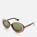 Gucci Women's Oval Diamante Acetate Sunglasses - Havana/Green
