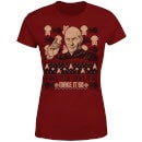 T-Shirt Star Trek: The Next Generation Make It So Christams Christmas - Burgundy - Donna