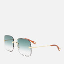 Chloé Women's Scallop Edge Rectangle Frame Sunglasses - Gold/Gradient Petrol