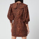 Ganni Women's Leopard Print Cotton Poplin Bib Dress - Toffee