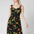 Black/Multi Fruit Print Frill Dress, WHISTLES