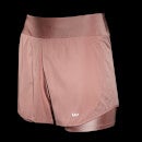 MP Women's Velocity Double Layered Shorts- Washed Pink - XXS