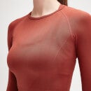 Damska krótka, bezszwowa koszulka z długim rękawem z kolekcji Shape MP – Burnt Red