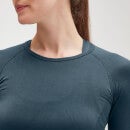 MP Women's Shape Seamless Ultra Long-Sleeve Crop Top - Tiefseeblau