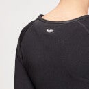 Damska krótka koszulka bezszwowa z długim rękawem z kolekcji Shape MP – czarna - XXS
