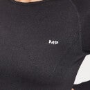 Ženski brezšivni kratki top za preoblikovanje z dolgimi rokavi MP – črn - XXS