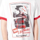 A Nightmare On Elm Street Don't Fall Asleep Unisex Ringer T-Shirt - Wit / Rood