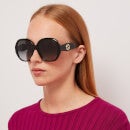 Gucci Women's Round Acetate Sunglasses - Black/Grey
