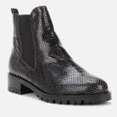 Dune Women's Powerful Reptile Print Leather Boots - Black