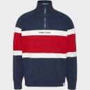 Tommy Jeans Men's Colourblock Zip Mock Neck Sweatshirt - Twilight Navy/Multi