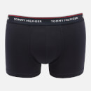 Tommy Hilfiger Men's 3 Pack Trunks with Contrast Waistband - Prim Red/Desert Sky/Moon Blue - S