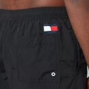 Tommy Hilfiger Men's Signature Flag Medium Length Drawstring Swimshorts - Black - S
