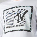 MTV T-Shirt Manches Longues Unisexe Motif Zebra - Blanc