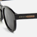 Gucci Men's Acetate Frame Sunglasses - Shiny Solid Black/Grey
