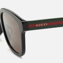 Gucci Men's Acetate Frame Sunglasses - Shiny Solid Black/Green