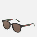 Gucci Men's Acetate Frame Sunglasses - Shiny Solid Black/Green