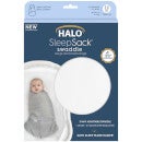 HALO SleepSack Swaddle 1.5 TOG 100% Cotton - White - 0-3months