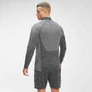 Camiseta sin costuras con cremallera de 1/4 Essentials para hombre de MP - Negro jaspeado - XS