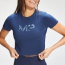 Damski krótki T-shirt z kolekcji MP Adapt Camo z logo – Petrol Blue - XXS