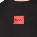 HUGO Men's Cotton Terry Red Logo Sweatshirt - Black