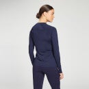 Maglia sportiva a maniche lunghe slim fit MP Essentials da donna - Blu navy - S