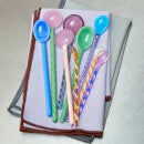 HAY Glass Spoons Twist Set of 2 - Turquoise/Pink