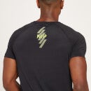 Pánske športové tričko MP Linear Mark s krátkymi rukávmi a grafickou potlačou – čierne - XXL