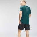 MP vyriški marškinėliai su grafine treniruočių simbolika trumpomis rankovėmis "Repeat" - Deep Teal - XS