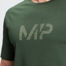 MP メンズグラデーションライングラフィックショートスリーブTシャツ - ダークグリーン - XXS