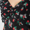 RIXO Women's Cressida Sweetheart Puff Sleeve Midi - Micro Bunch Floral Red Black