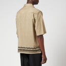 Officine Generale Men's Eren Piping Print Short Sleeve Shirt - British Khaki/Black - L