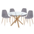 Ludlow Round Dining Table and 4 Chairs Grey Homebase