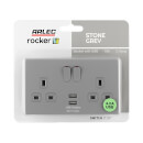 STONE GREY Rocker 13A 2G SW 4A USB