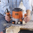 BLACK DECKER 6.35mm 1200W Corded Plunge Router with Accessories
