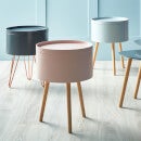 Storage Tray Side Table Charcoal With Rose Gold Metal Legs Homebase