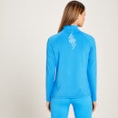 Camiseta de entrenamiento con cremallera de 1/4 y detalle gráfico Linear Mark para mujer de MP - Azul brillante - XXS