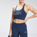 Sujetador deportivo de entrenamiento con estampado de marca repetido para mujer de MP - Azul oscuro - XXS