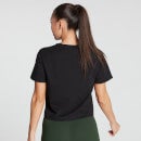 MP 여성용 그래디언트 라인 그래픽 크롭 티셔츠 - 블랙 - XS